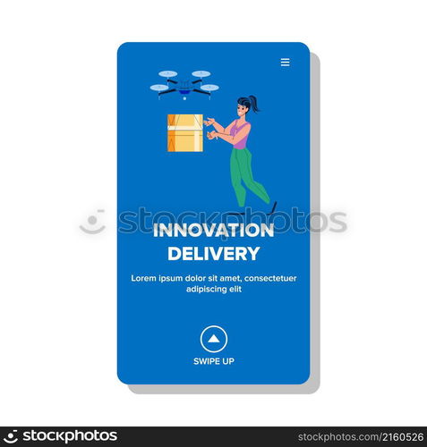 Innovation delivery technology. futurre logistic. digital business transport. package service character web flat cartoon illustration. Innovation delivery vector