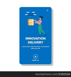 Innovation delivery technology. futurre logistic. digital business transport. package service character web flat cartoon illustration. Innovation delivery vector