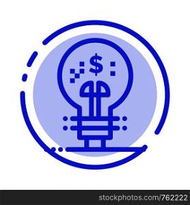 Innovation, Finance, Finance, Idea, January Blue Dotted Line Line Icon