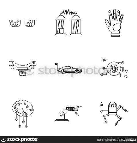 Innovation icons set. Outline illustration of 9 innovation vector icons for web. Innovation icons set, outline style