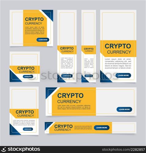 Innovation of cryptocurrency mining web banner design template. Vector flyer with text space. Advertising placard with customized copyspace. Printable poster for advertising. Arial font used. Innovation of cryptocurrency mining web banner design template