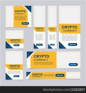 Innovation of cryptocurrency mining web banner design template. Vector flyer with text space. Advertising placard with customized copyspace. Printable poster for advertising. Arial font used. Innovation of cryptocurrency mining web banner design template
