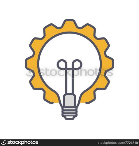 Innovation thin line symbol, cogwheel and lamp bulb Icon. Innovation logo. Vector Illustration EPS10. Innovation thin line symbol, cogwheel and lamp bulb Icon. Innovation logo. Vector Illustration