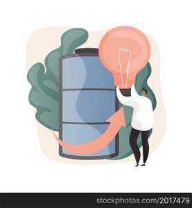 Innovative battery technology abstract concept vector illustration. Energy saving technology, battery creation, innovative science project, economy, eco-friendly fast charging abstract metaphor.. Innovative battery technology abstract concept vector illustration.
