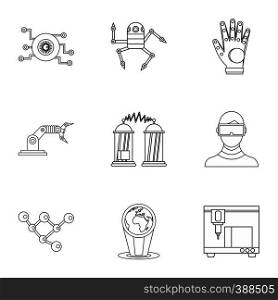 Innovative device icons set. Outline illustration of 9 innovative device vector icons for web. Innovative device icons set, outline style