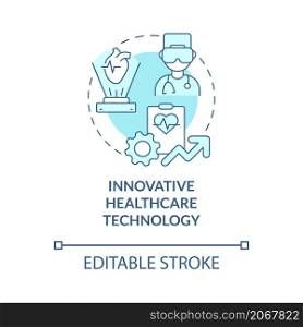 Innovative healthcare technology turquoise concept icon. Employee benefits abstract idea thin line illustration. Isolated outline drawing. Editable stroke. Roboto-Medium, Myriad Pro-Bold fonts used. Innovative healthcare technology turquoise concept icon