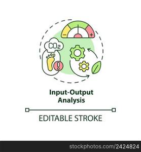 Input output analysis concept icon. Science research. Method of industrial ecology abstract idea thin line illustration. Isolated outline drawing. Editable stroke. Arial, Myriad Pro-Bold fonts used. Input output analysis concept icon
