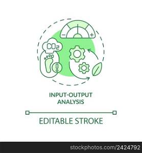 Input output analysis green concept icon. Science research. Industrial ecology abstract idea thin line illustration. Isolated outline drawing. Editable stroke. Arial, Myriad Pro-Bold fonts used. Input output analysis green concept icon
