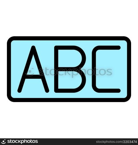 Inscription abc icon. Outline inscription abc vector icon color flat isolated. Inscription abc icon color outline vector
