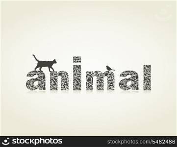 Inscription an animal made of animals. A vector illustration