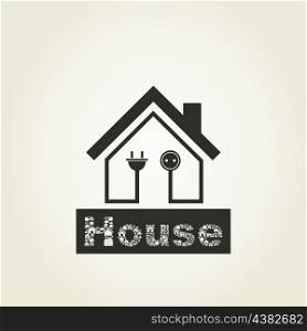 Inscription house and the house. A vector illustration
