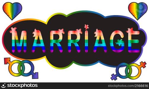 inscription in rainbow letters, lgtb concept. Marriage - inscription with rainbow letters, lgtb concept