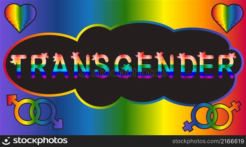 inscription in rainbow letters, lgtb concept. Transgender - inscription in rainbow letters, LGBT concept