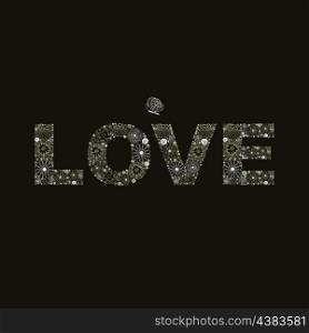Inscription love on a brown background. A vector illustration