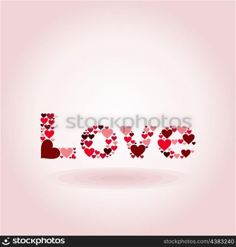 Inscription love on a pink background. A vector illustration