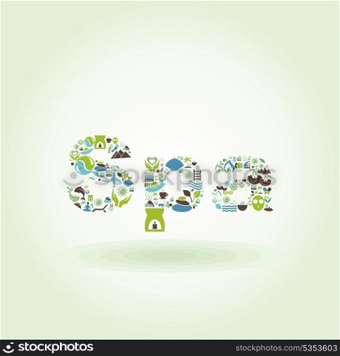Inscription spa on a green background. A vector illustration