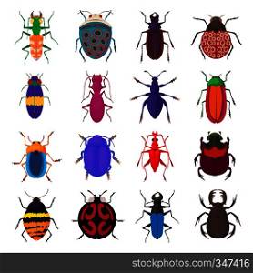 Insect bug icons set in cartoon style isolated on white background. Insect bug icons set, cartoon style