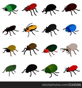 Insect bug icons set in isometric 3d style isolated on white background. Insect bug icons set, isometric 3d style