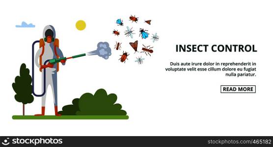 Insect control banner horizaontal concept. Cartoon illustration of insect control banner horizontal vector concept for web. Insect control banner horizontal, cartoon style