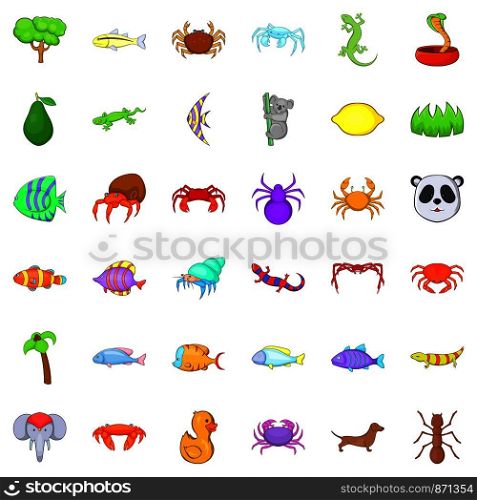 Insect icons set. Cartoon style of 36 insect vector icons for web isolated on white background. Insect icons set, cartoon style