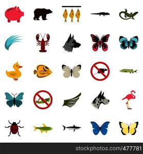 Insect icons set. Flat set of 25 insect vector icons for web isolated on white background. Insect icons set, flat style