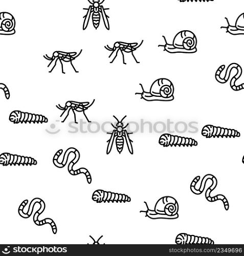 Insect, Spider And Bug Wildlife Vector Seamless Pattern Thin Line Illustration. Insect, Spider And Bug Wildlife Vector Seamless Pattern