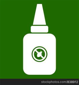 Insect spray icon white isolated on green background. Vector illustration. Insect spray icon green