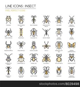 Insect , thin line icons set ,pixel perfect icon