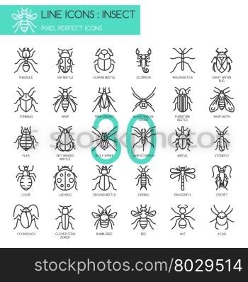 Insect , thin line icons set ,pixel perfect icon