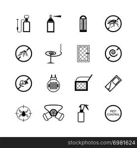 Insects and pest control vector pictograms. Pest insect mosquito, illustration of stop mouse. Insects and pest control vector pictograms