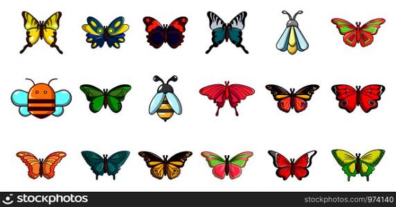 Insects icon set. Cartoon set of insects vector icons for web design isolated on white background. Insects icon set, cartoon style