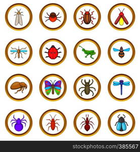 Insects vector set in cartoon style isolated on white background. Insects vector set, cartoon style