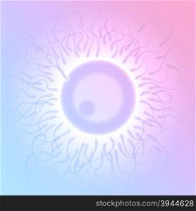 Insemination in a microscope viewpoint backlit with pink and blue