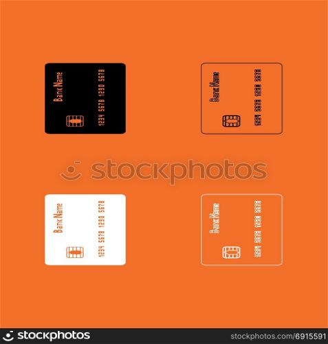 Inserting credit card black and white set icon .. Inserting credit card black and white set icon .