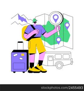 Inside country traveling abstract concept vector illustration. Local tourism, explore your country, family camping, camper trailer, road trip, tourist information, lifestyle abstract metaphor.. Inside country traveling abstract concept vector illustration.