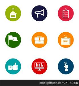 Insider information icons set. Flat set of 9 insider information vector icons for web isolated on white background. Insider information icons set, flat style
