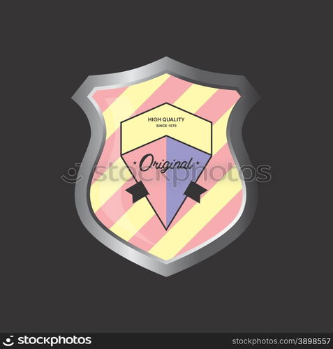 insignia shield product label vector graphic art illustration. insignia shield product label art