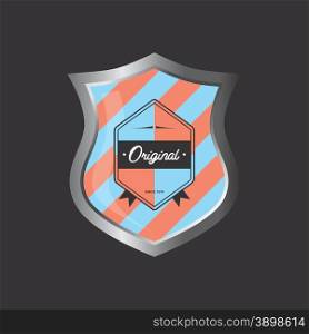 insignia shield product label vector graphic art illustration. insignia shield product label art