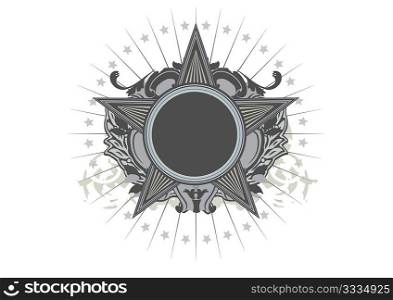 Insignia - star shaped . Blank so you can add your own images. Vector illustration.