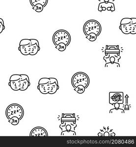 Insomnia Person Chronic Problem Vector Seamless Pattern Thin Line Illustration. Insomnia Person Chronic Problem Vector Seamless Pattern