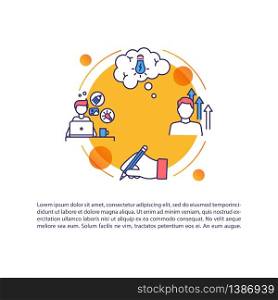 Inspiration concept icon with text. Motivation to work on project. Aspiration to achieve. PPT page vector template. Brochure, magazine, booklet design element with linear illustrations. Inspiration concept icon with text