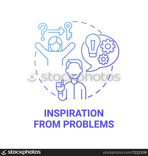 Inspiration from problems blue gradient concept icon. Entrepreneur characteristic abstract idea thin line illustration. Finding effective solutions. Vector isolated outline color drawing. Inspiration from problems blue gradient concept icon