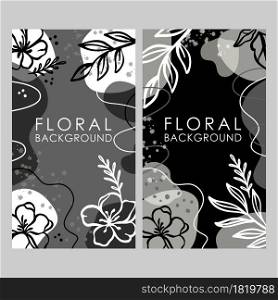 INSTAGRAM BACKGROUND Floral Monochrome Backdrop Vector Set