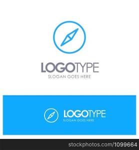 Instagram, Compass, Navigation Blue outLine Logo with place for tagline