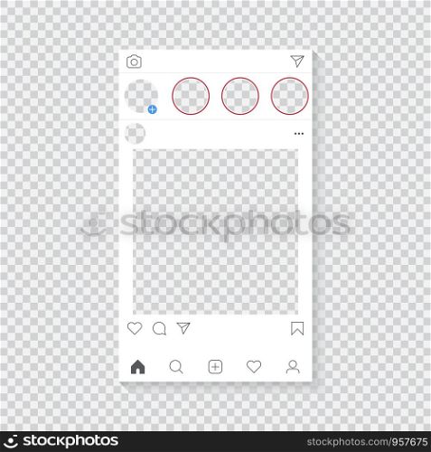 Instagram mockup, photo frame for application with transparency background