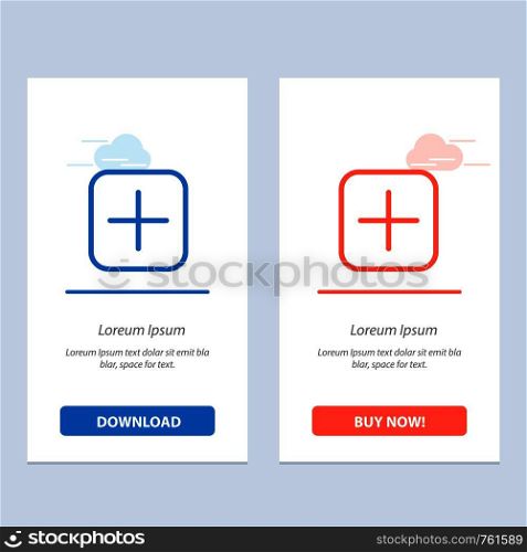 Instagram, Plus, Sets, Upload Blue and Red Download and Buy Now web Widget Card Template