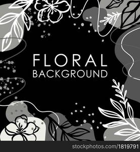 INSTAGRAM POST FLORAL BACKGROUND Flower Monochrome Vector