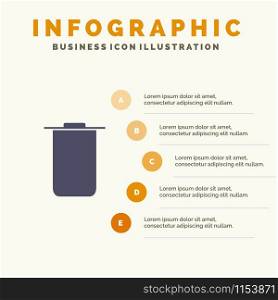 Instagram, Sets, Trash Solid Icon Infographics 5 Steps Presentation Background