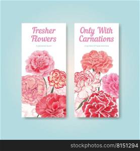 Instagram template with carnation flower concept, watercolor style 