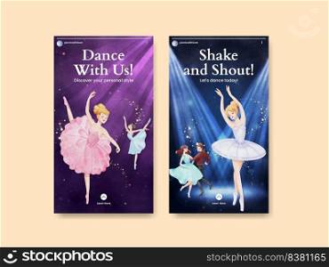 Instagram template with international dance day concept,watercolor style
